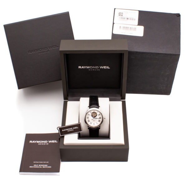 New Raymond Weil Maestro Stainless Steel w/White Roman Dial - 2827-STC-00659 Box and Paperwork