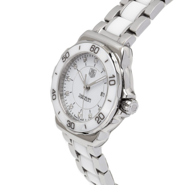 TAG Heuer Formula 1 Lady White Ceramic w/Diamond Hour Markers - WAH1315 Left Dial