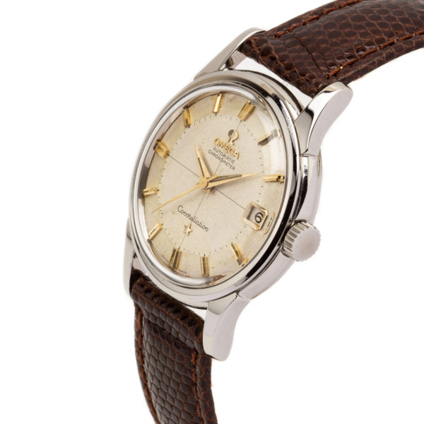 Vintage Omega Constellation Silver Bullseye Dial w/Gold Hour Markers - 168.005 Left Dial